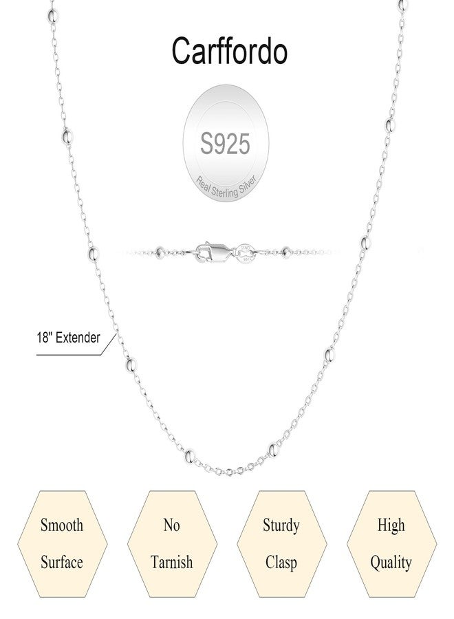 Carffordo 925 Sterling Silver Chain Necklace Beaded Chain Necklace for Women Simple Dainty Choker Necklace for Women Satellite Minimalist Waterproof Silver Necklace Trendy Jewelry Gifts - Image 5